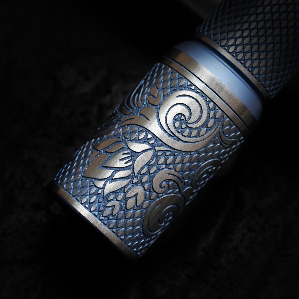CWF Arcadian Flashlight - Checkered Paisley (Blue Ano / Tumbled)
